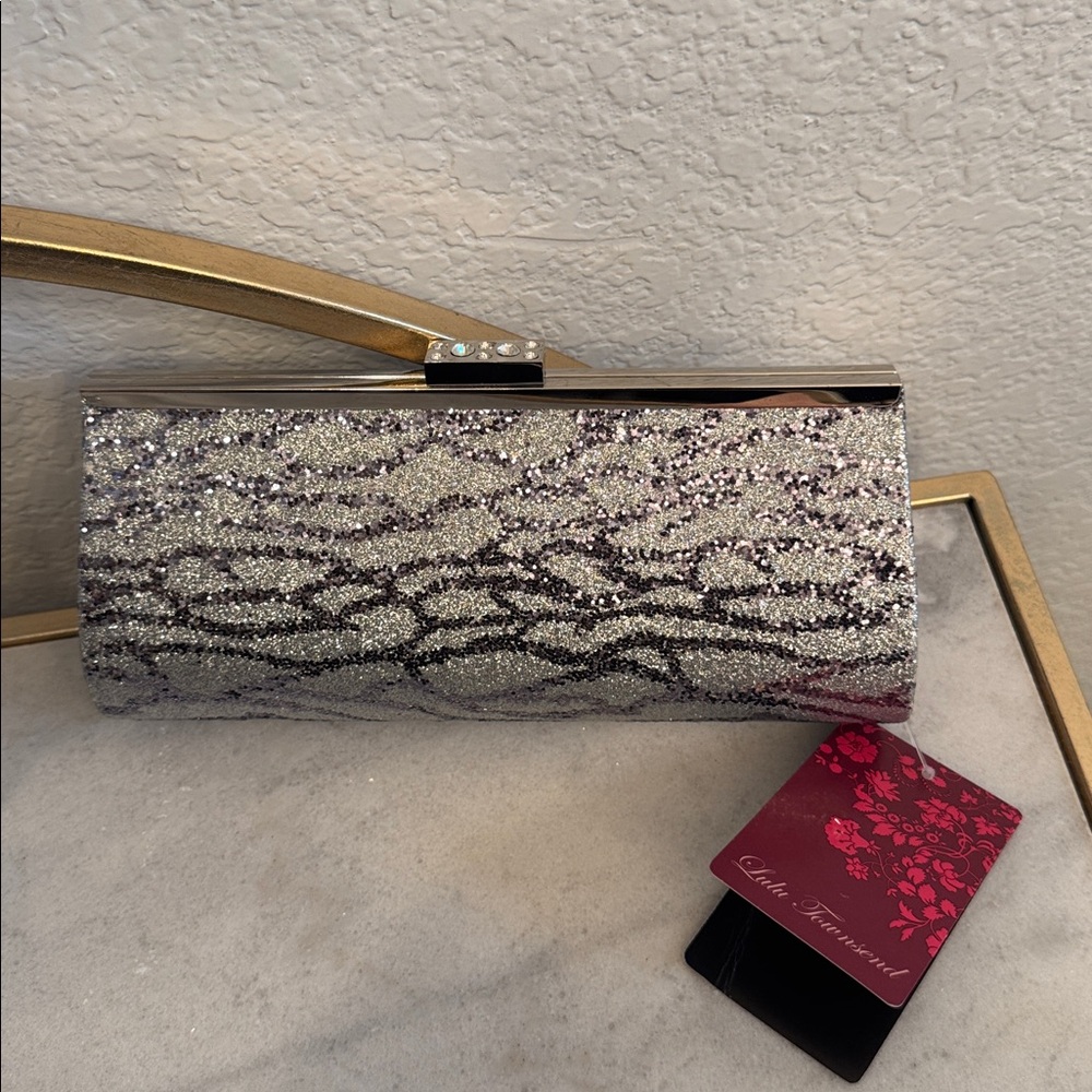 🆕 Lulu Townsend Silver Glitter Clutch bling